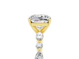 Yellow gold Cushion Cut Moissanite Solitaire with Side Stones on a Pavé Band and Four-Prong Setting_5