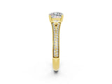 Yellow gold Cushion Cut Moissanite Split Shank Engagement Ring with Pavé Band_2