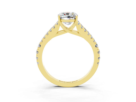 Yellow gold Cushion Cut Moissanite Split Shank Pavé Engagement Ring with Four-Prong Setting_37