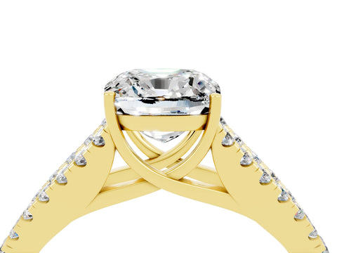 Yellow gold Cushion Cut Moissanite Split Shank Pavé Engagement Ring with Four-Prong Setting_38