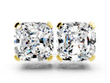 Yellow gold Cushion Cut Moissanite Stud Earrings_30
