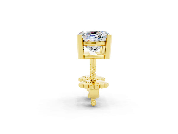 Yellow gold Cushion Cut Moissanite Stud Earrings