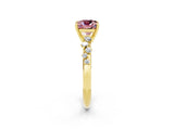 Yellow gold Cushion Cut Morganite Cluster Side Stone Solitaire Ring with Prong Setting_26