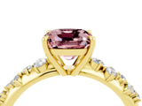 Yellow gold Cushion Cut Morganite Cluster Side Stone Solitaire Ring with Prong Setting_28