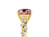 Yellow gold Cushion Cut Morganite Cluster Side Stone Solitaire Ring with Prong Setting_29