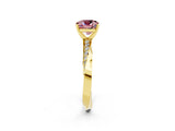 Yellow gold Cushion Cut Morganite Engagement Ring with Side Stone Accents and Four-Prong Setting_29