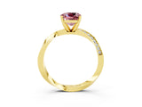 Yellow gold Cushion Cut Morganite Engagement Ring with Side Stone Accents and Four-Prong Setting_30