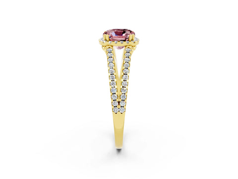 Yellow gold Cushion Cut Morganite Halo Split Shank Engagement Ring_14
