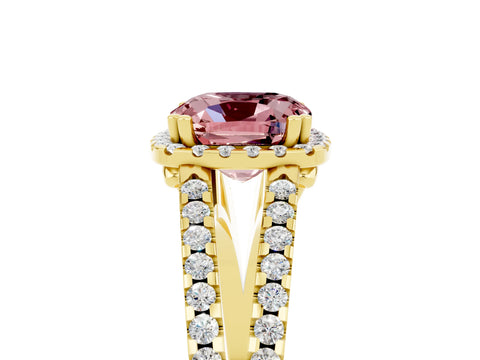 Yellow gold Cushion Cut Morganite Halo Split Shank Engagement Ring_17