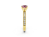 Yellow gold Cushion Cut Morganite Milgrain Pavé Engagement Ring with Four-Prong Setting_14