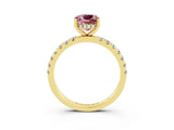 Yellow gold Cushion Cut Morganite Pave Band Solitaire Ring with Four-Prong Setting_27
