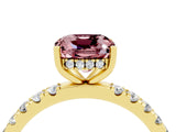 Yellow gold Cushion Cut Morganite Pave Band Solitaire Ring with Four-Prong Setting_28