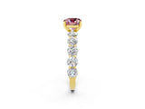 Yellow gold Cushion Cut Morganite Prong Setting with Side Stones on a Pave Band_2
