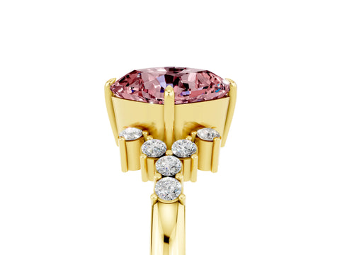 Yellow gold Cushion Cut Morganite Ring with Side Stones and Four-Prong Setting_41
