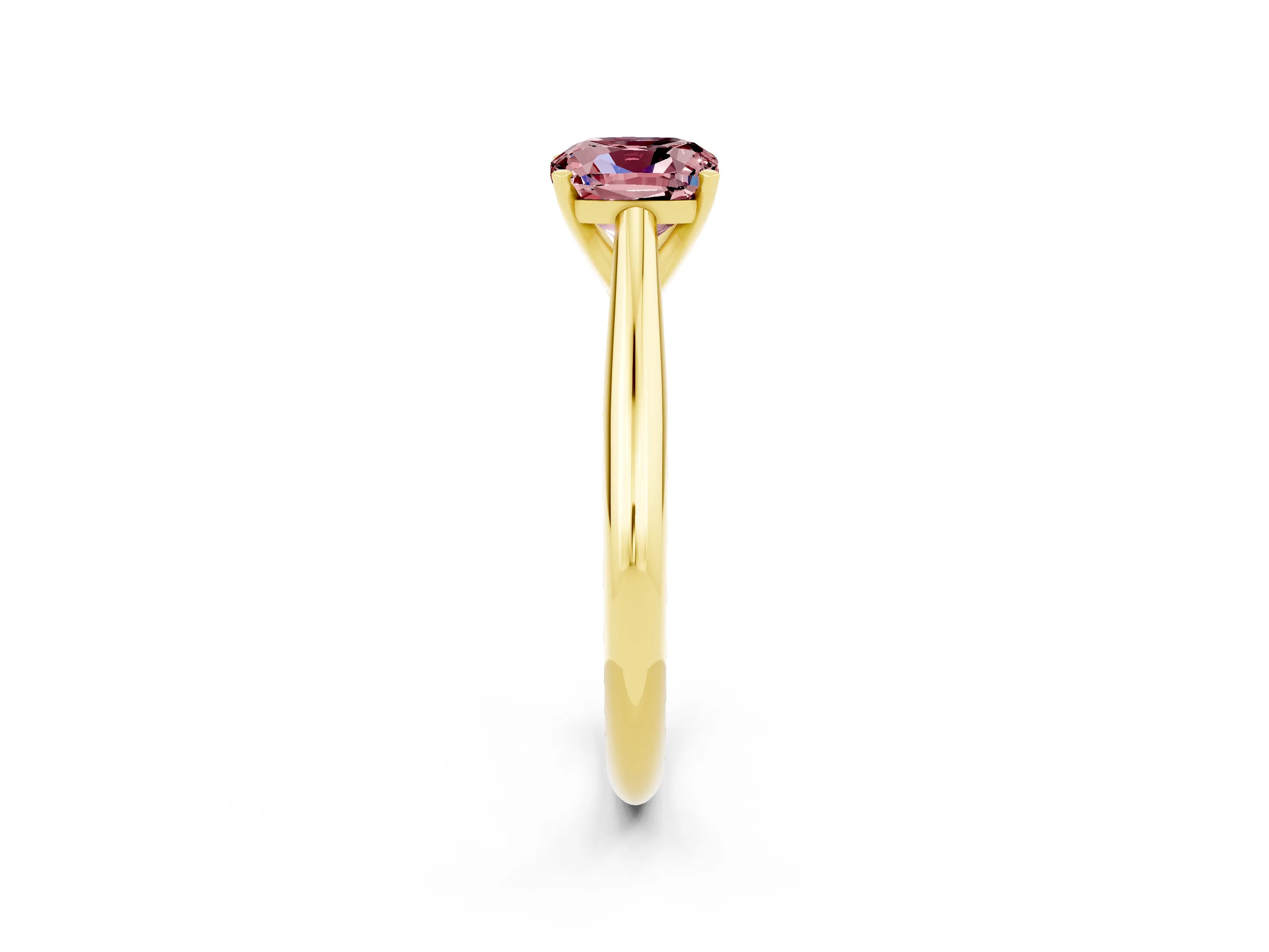 Yellow gold Cushion Cut Morganite Solitaire Engagement Ring with Cathedral Setting and Four-Prong Mount_14