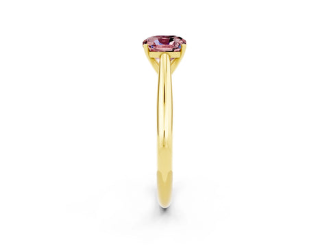 Yellow gold Cushion Cut Morganite Solitaire Engagement Ring with Cathedral Setting and Four-Prong Mount_14