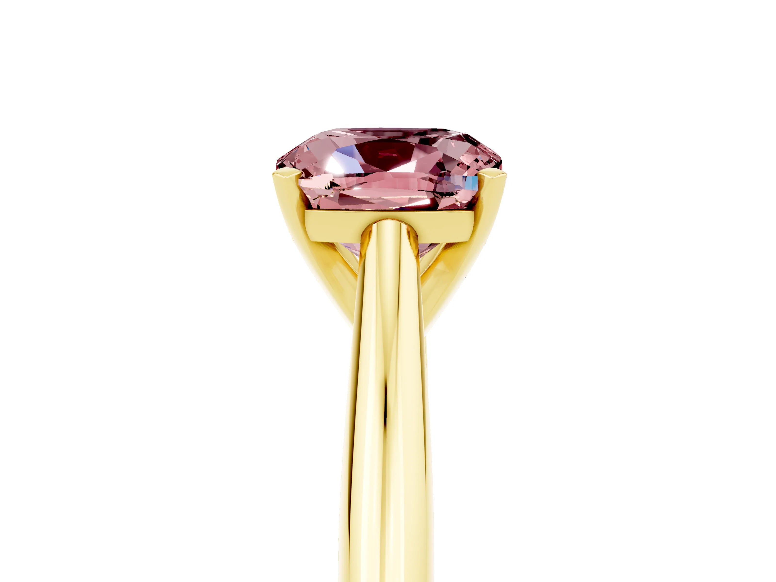 Yellow gold Cushion Cut Morganite Solitaire Engagement Ring with Cathedral Setting and Four-Prong Mount_17