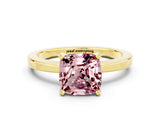Yellow gold Cushion Cut Morganite Solitaire Engagement Ring with Classic Band and Four-Prong Setting_24