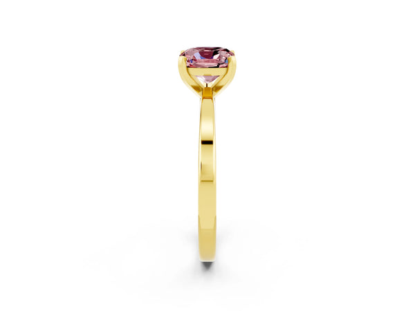 Yellow gold Cushion Cut Morganite Solitaire Engagement Ring with Classic Band and Four-Prong Setting