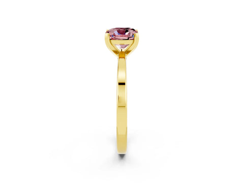 Yellow gold Cushion Cut Morganite Solitaire Engagement Ring with Classic Band and Four-Prong Setting_26