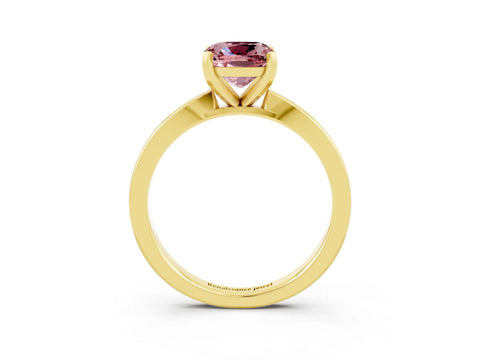 Yellow gold Cushion Cut Morganite Solitaire Engagement Ring with Classic Band and Four-Prong Setting_27