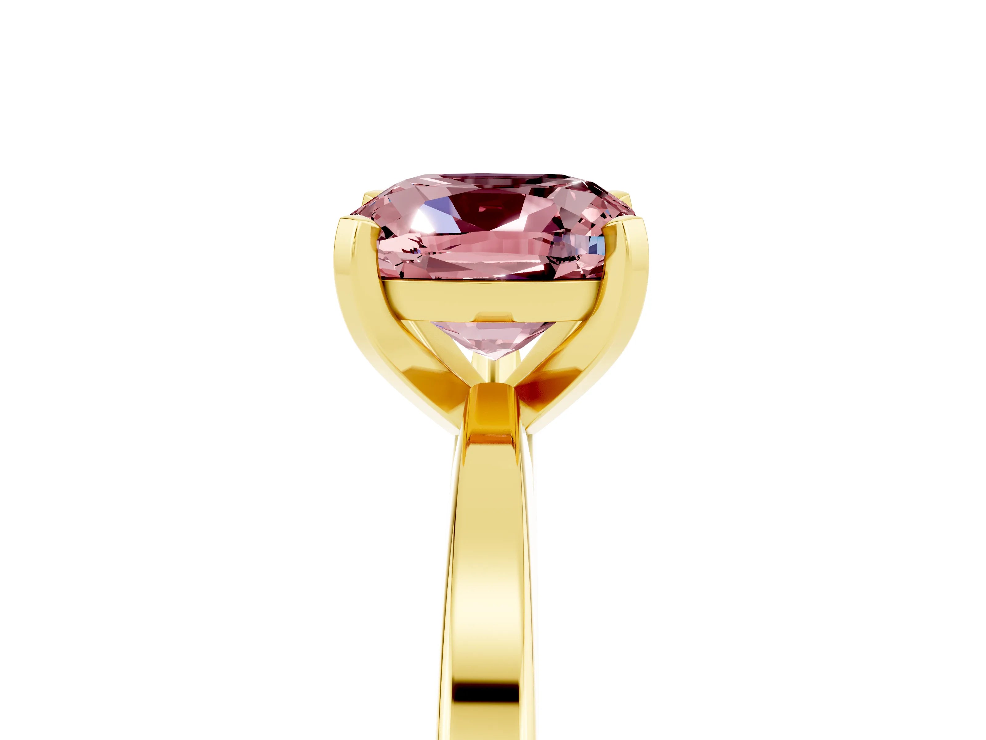 Yellow gold Cushion Cut Morganite Solitaire Engagement Ring with Classic Band and Four-Prong Setting_29