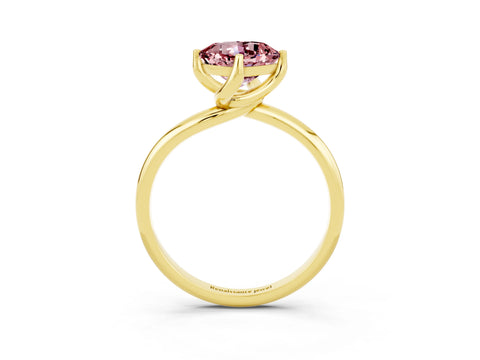 Yellow gold Cushion Cut Morganite Solitaire Engagement Ring with Four-Prong Setting and Classic Band_15