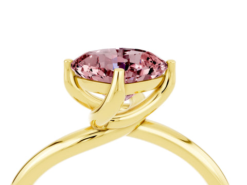 Yellow gold Cushion Cut Morganite Solitaire Engagement Ring with Four-Prong Setting and Classic Band_16