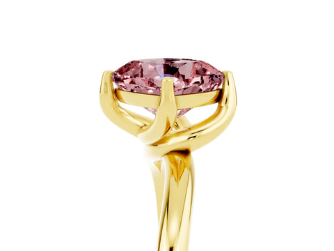 Yellow gold Cushion Cut Morganite Solitaire Engagement Ring with Four-Prong Setting and Classic Band_17