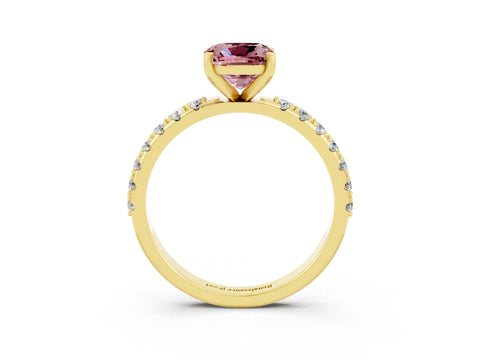 Yellow gold Cushion Cut Morganite Solitaire Pavé Band with Four-Prong Setting_3
