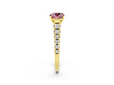 Yellow gold Cushion Cut Morganite Solitaire Ring with Cathedral Setting and Pavé Band_2