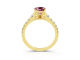 Yellow gold Cushion Cut Morganite Solitaire Ring with Cathedral Setting and Pavé Band_3