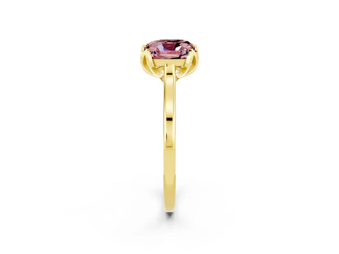 Yellow gold Cushion Cut Morganite Solitaire Ring with Flower Prong Setting and Classic Band_14