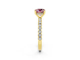 Yellow gold Cushion Cut Morganite Solitaire Ring with Pavé Band and Four-Prong Setting_26