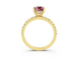 Yellow gold Cushion Cut Morganite Solitaire Ring with Pavé Band and Four-Prong Setting_27