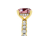 Yellow gold Cushion Cut Morganite Solitaire Ring with Pavé Band and Four-Prong Setting_29