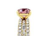 Yellow gold Cushion Cut Morganite Solitaire Ring with Pavé and Channel Set Band_5
