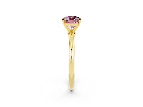 Yellow gold Cushion Cut Morganite Solitaire Ring with Six-Prong Setting and Classic Band_2