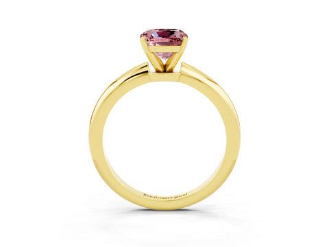 Yellow gold Cushion Cut Morganite Solitaire Ring with Six-Prong Setting and Classic Band_3
