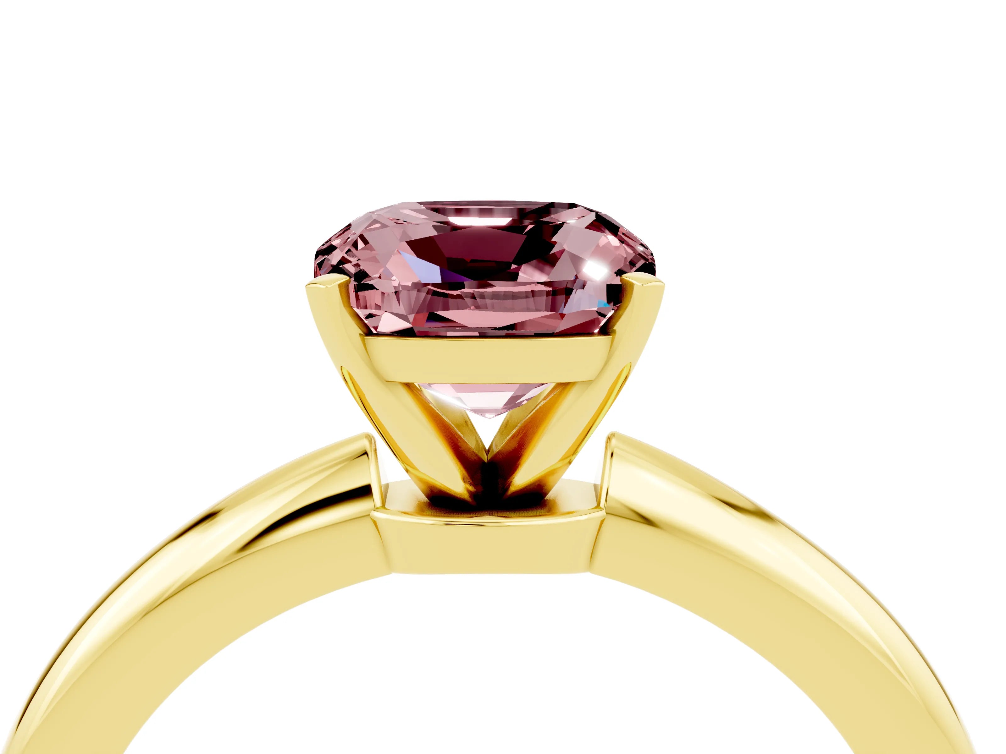 Yellow gold Cushion Cut Morganite Solitaire Ring with Six-Prong Setting and Classic Band_4