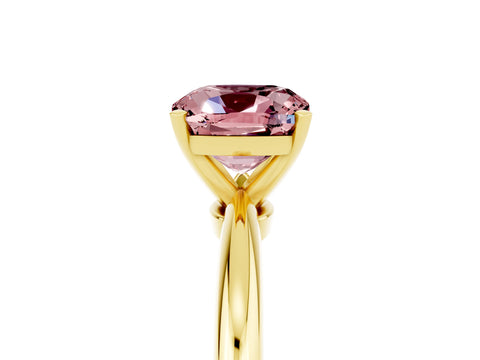 Yellow gold Cushion Cut Morganite Solitaire Ring with Six-Prong Setting and Classic Band_5