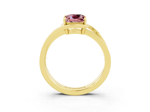 Yellow gold Cushion Cut Morganite Solitaire Ring with Split Shank and Prong Setting_3