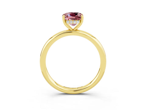 Yellow gold Cushion Cut Morganite Solitaire Ring with Thin Band and Four-Prong Setting_3