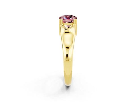Yellow gold Cushion Cut Morganite Solitaire Ring with Wide Band and Prong Setting_2