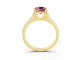 Yellow gold Cushion Cut Morganite Solitaire Ring with Wide Band and Prong Setting_3