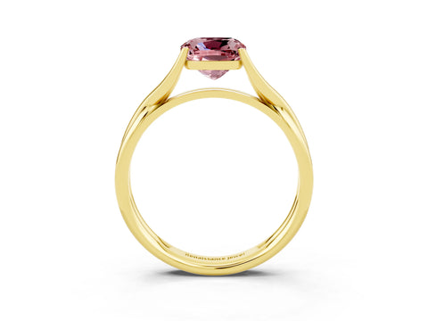 Yellow gold Cushion Cut Morganite Solitaire Twist Band Prong Setting Ring_27