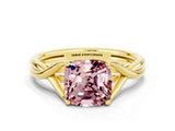 Yellow gold Cushion Cut Morganite Solitaire Twist Band Prong Setting Ring_32