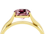 Yellow gold Cushion Cut Morganite Solitaire Twist Band Prong Setting Ring_36