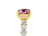 Yellow gold Cushion Cut Morganite Solitaire with Side Stones, Pave Band, Four-Prong Setting_41