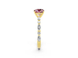 Yellow gold Cushion Cut Morganite Solitaire with Side Stones on a Pavé Band and Four-Prong Setting_2